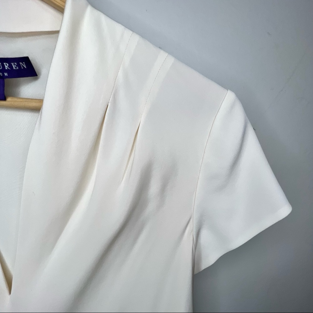 Ralph Lauren Collection Purple Label Cream Silk Fluted Dress Size 12 - Picture 5 of 12